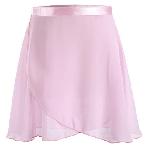 Ballettrock Wickelrock Tanz Rock Chiffon Tanzrock Verstellbarer Taille Krawatte für Mädchen und Damen (Rosa, L) von PLIKSUVER