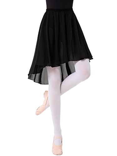 Damen Ballett Wickelrock Tanz Rock Chiffon Ballettrock Tanzröcke Sheer Wickelrock Ballett Tanz Dancewear Schwarz von PLIKSUVER