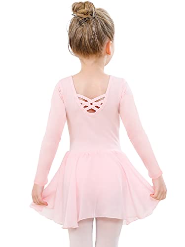 Ballettkleidung Mädchen Baumwolle Ballettkleid Balletttrikot Kurzarm Tanzkleid Tanzbody mit Chiffon Rock Tütü von PLIKSUVER