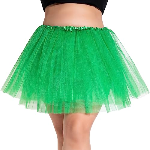 PLIKSUVER Damen Tüllrock Tütü Rock Minirock 4 Lagen Tanzkleid Cosplay Ballkleid Abendkleid für Party (Grün) von PLIKSUVER