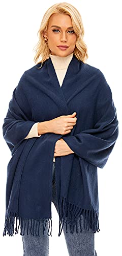 PLIKSUVER Schal Damen Stola Warm Winter Damenschal Lang Mit Fransen Schwarz Grau Rosa für Herren und Damen von PLIKSUVER