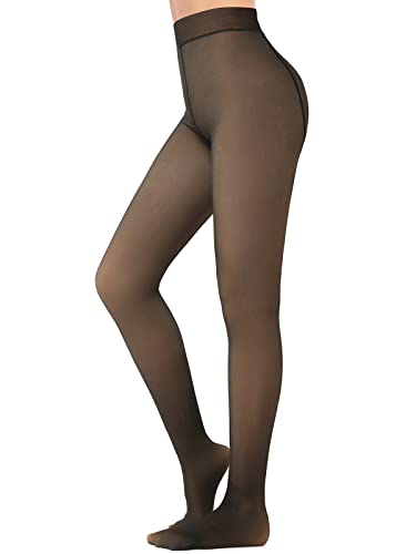 PLIKSUVER Strumpfhosen Damen Winter Thermostrumpfhosen Gefütterte Strumpfhose Fleece Strumpfhose Gefälschte Durchscheinend Plüschstrümpfe Pantyhose Verdickte Leggings von PLIKSUVER