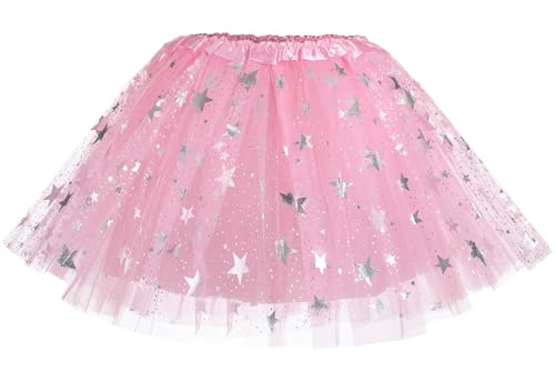 PLIKSUVER Tüllrock Kinder Mädchen Röcke Tutu Prinzessin Ballettrock Minirock Tanzkleid für Karneval Geburtstag Halloween Party 3-8 Jahre (Rosa) von PLIKSUVER