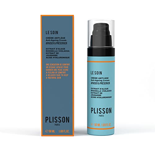 Plisson - Anti-Aging-Creme für das Gesicht für Herren – angereichert mit natürlicher Hyaluronsäure – 99 % Inhaltsstoffe natürlichen Ursprungs, Rhodella-Alge Violacea und Hauswurm – hergestellt in von PLISSON