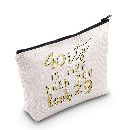 PLITI 40. Geburtstag Geschenke für Frauen 40 Is Fine When You Look 29 Funny 40 Years Old Birthday Party Makeup Bag, 40 ist feine Tasche, modisch von PLITI