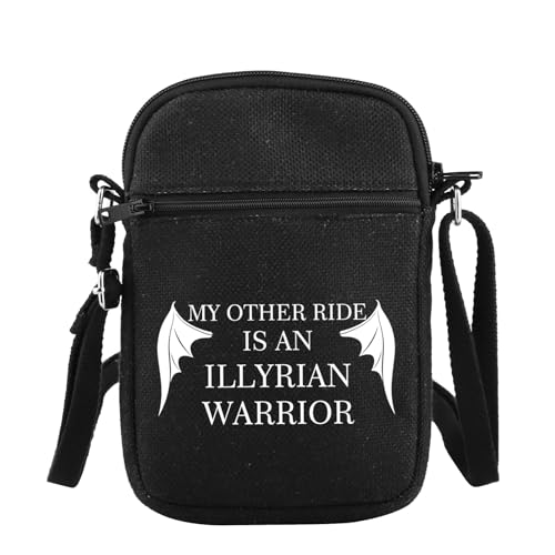 PLITI Bat Boys Gift Sarah J Maas Fan Gift My Other Ride Is An Illyrian Warrior Acotar Crossbody Bag For Book Lover, Illyrian Warrior Zcbagblu, 8.26×5.7×0.78inches von PLITI