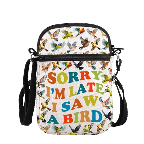 PLITI Bird Watching Gift Birds Lover Gift Bird Nerd Gifts Sorry I'm Late I Saw A Bird Crossbody Bag For Animal Lover, Sorry Bird Zcbag von PLITI
