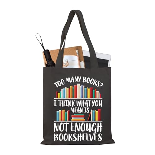 PLITI Book Lover Tote Bag For Women Bookworm Librarian Gift Book Club Reading Lover Reusable Shoulder Bag Funny Library Gift, Zu viele Bücher Tgblu, medium von PLITI