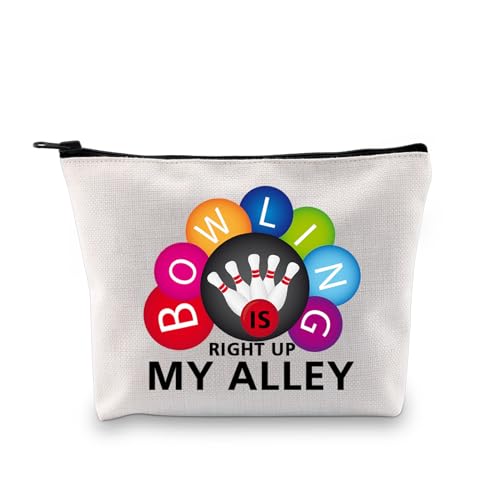 PLITI Bowling-Themen-Geschenke für Frauen, Bowling-Liebhaber, Make-up-Tasche, Bowling is Right Up My Alley, lustige Bowler-Kosmetiktasche, Alley Bowling Bagu, modisch von PLITI