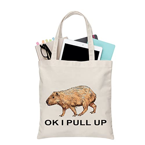 PLITI Capybara Tragetasche Capybara Liebhaber Geschenk Capybara Fan Geschenk OK I Pull Up For Wildlife Lover Geschenk Nager Tierliebhaber Geschenk, I Pull Up Tgu, medium von PLITI