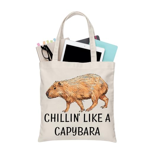 PLITI Capybara Tragetasche Capybara Liebhaber Geschenk Chillin' Like Capybara Wildlife Animal Lover Schultertasche, Chilling Capybara Tg, Medium von PLITI