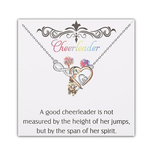 PLITI Cheerleader-Halskette, Cheerleader-Geschenk, Cheerleader-Geschenk, Cheerleader-Geschenk, Unendlichkeits-Herz-Anhänger für Cheerleader-Mädchen, M, Edelstahl von PLITI