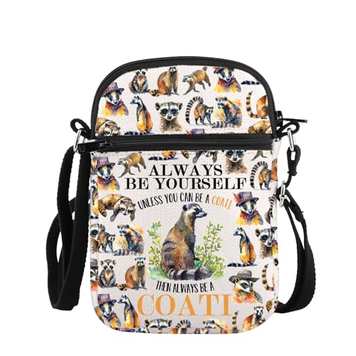 PLITI Coati Lover Gift Coatimundi Geschenk Waschbär Geschenk Always Be Yourself Unless You Can Be A Coati Crossbody Bag, Always Coati Zcbagu, 8.26×5.7×0.78inches von PLITI