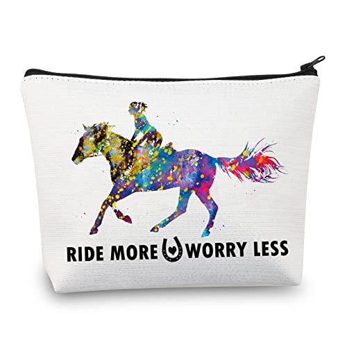PLITI Cowgirl Make-up-Tasche Pferd Mädchen Geschenk Ride More Worry Less Country Western Geschenk Rodeo Geschenk Reiten Geschenk, Ride More Less U, Modisch von PLITI
