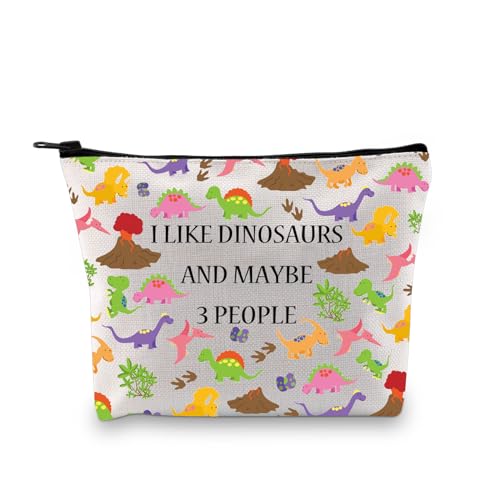 PLITI Dinosaurier-Liebhaber, Geschenke für Frauen, Dinosaurier-Fans, Geschenke mit Aufschrift "I Like Dinosaurs and Maybe 3 Personen", Dinosaurier-Make-up-Tasche, Wie Dinosaurier Bagu, modisch von PLITI