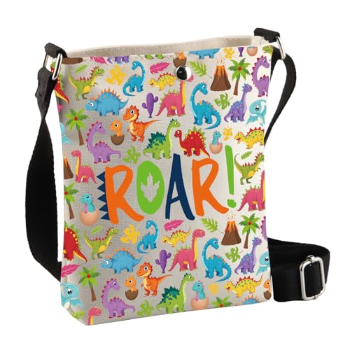 PLITI Dinosaurier-inspiriertes Geschenk, Dinosaurier-Obsession Geschenke, brüllende Dinosaurier-Umhängetasche, Geschenke für Tierliebhaber, Dino Roar Cbagu, 8×7.5×1.8inches von PLITI