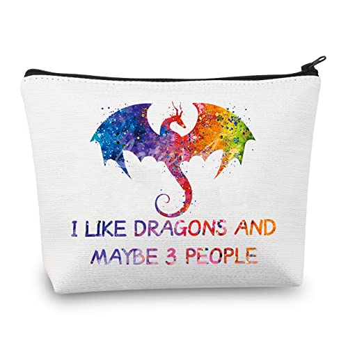 PLITI Drachen-Make-up-Tasche Drachen-Geschenke für Mädchen Drachenliebhaber Geschenk I Like Dragons and Maybe Like 3 People Dragon Zipper Pouch, I Like Dragonsu, Modisch von PLITI