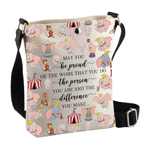 PLITI Dumbo Gift Flying Elephant Gift May You Be Proud Of The Work That You Do The Person You Are Dumbo Crossbody Bags, Be Proud Elephant Cbag, 8×7.5×1.8inches von PLITI