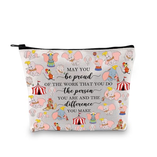 PLITI Dumbo Make-up-Tasche für Frauen, fliegender Elefant, Geschenk mit Aufschrift "May You Be Proud of The Work That You Do The Person You Are Dumbo", Be Proud Elephant Bagu, modisch von PLITI