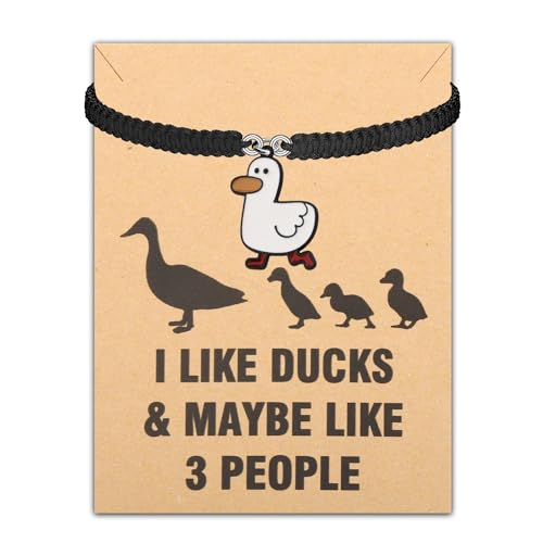 PLITI Enten-Geschenk, Enten-Liebhaber, Geschenk, Entenbesitzer-Geschenk, "I Like Ducks & Maybe Like 3 Personen", Haustier-Entenarmband für Frauen, M, Edelstahl von PLITI