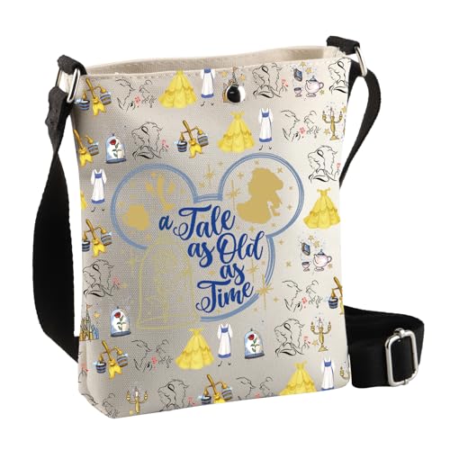 PLITI Fairy Tale Princess Belle-Fans Geschenke A Tale As Old As Time Fairy Tale Inspired Gift Cartoon Movie Crossbody Bag, Tale as Time Cbagu, 8×7.5×1.8inches von PLITI