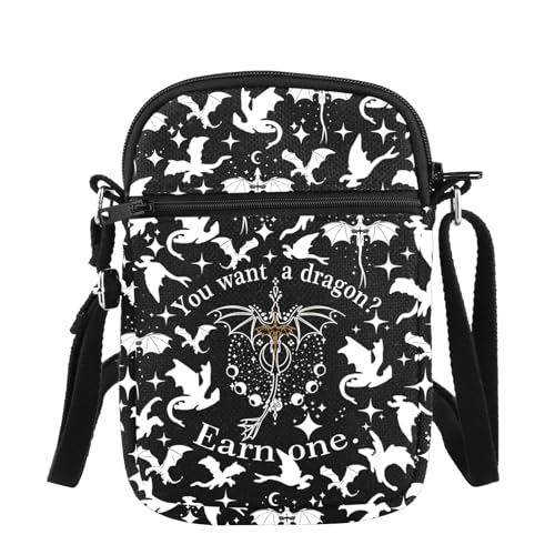 PLITI Fourth Wing Merchandise Dragon Rider Gift Fourth Wing Book Lover Gift You Want a Dragon Earn One Dragon Crossbody Bag, Earn Dragon Zcbagblu, 8.26×5.7×0.78inches von PLITI