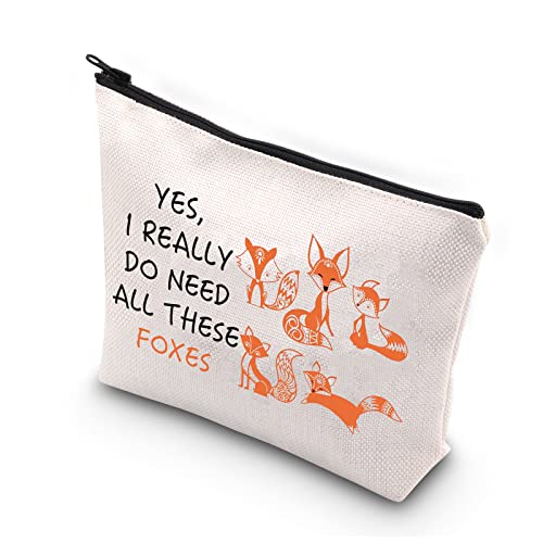 PLITI Kosmetiktasche mit Fuchs-Motiv für Mädchen, lustiges Geschenk für Fuchsliebhaber, mit Aufschrift Yes I Really Do Need All These Foxes Forest Animal Lover, Need All Foxesu von PLITI