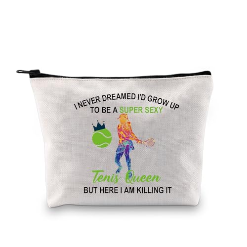 PLITI Geschenk für Tennisliebhaber, Geschenk für Tennisspieler, "I Never Dreamed I'd Grow Up to Be A Super Sexy Tennis Queen" Make-up-Tasche für Frauen, Wachsen Tennis Königin Bagu, modisch von PLITI