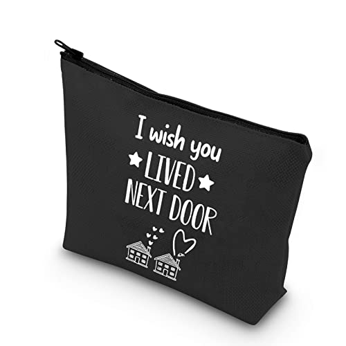 PLITI I Wish You Lived Next Door Geschenke für beste Freundin BFF Geburtstag Make-up Tasche für Frauen Seele Schwester Bestie Kollegen, Lived Next Door Blu von PLITI