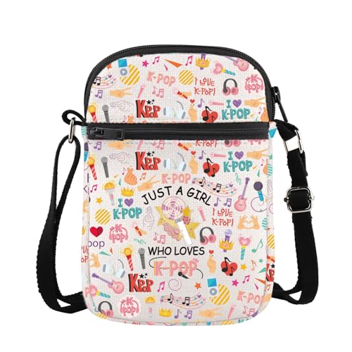 PLITI K-Pop Crossbody Bag K-Pop Sänger Merchandise Geschenk Just A Girl Who Loves K-Pop Geschenk für K-Pop Music Fan K-Pop Team Geschenk, Loves K-Pop Cgu, 8.26×5.7×0.78inches von PLITI