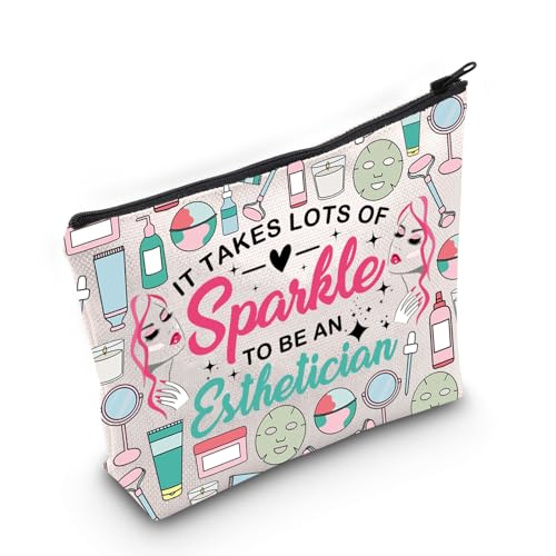 PLITI - Kosmetikergeschenk für Frauen, Abschlussgeschenk, Schönheitskünstler, es braucht viel Glanz, um eine Kosmetiker-Make-up-Tasche zu sein, Glitzernde Kosmetiktasche, modisch von PLITI