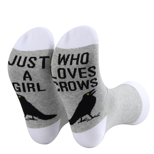 PLITI Krähensocken, Krähenliebhaber, Geschenk für Rabenkrähe und Vogelliebhaber, Geschenk für ein Mädchen, das Krähen liebt, Geschenk zur Vogelbeobachtung, Girl Loves Crows SocksU, 6-13 von PLITI