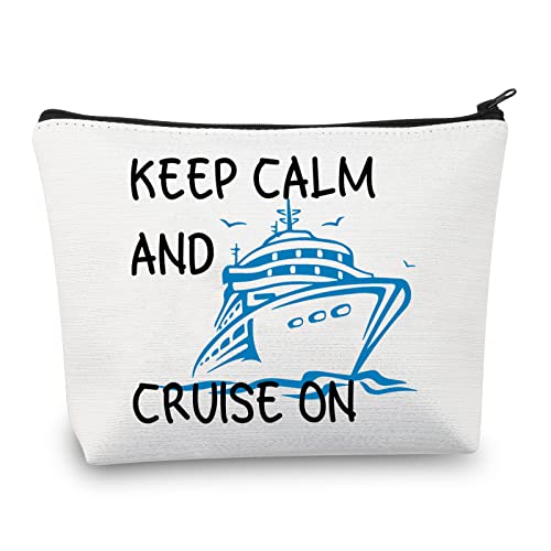 PLITI Kreuzfahrt-Make-up-Tasche für Kreuzfahrt, Geschenk, Keep Calm and Cruise On Cruise Lover Mädchen Reise Geschenk Mädchen Wochenende Kosmetiktasche, Keep Calm Cruiseu, Modisch von PLITI