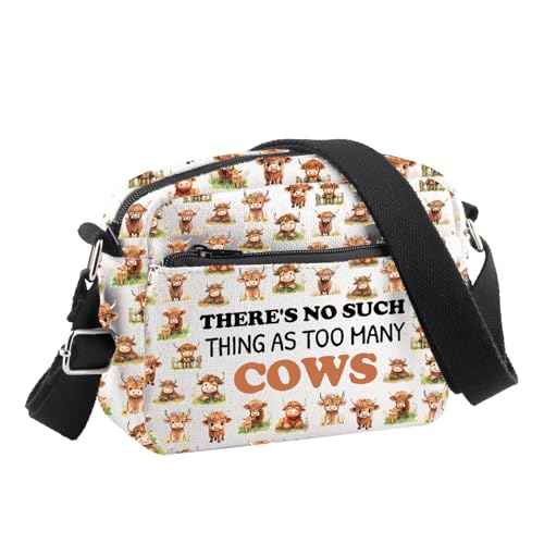 PLITI Kuh-Crossbody-Tasche, Kuh-Liebhaber, Geschenke mit Aufschrift "There Is No Such Thing As Too Many Cows", Viele Kühe Cbu, 24.5*8*18 cm von PLITI