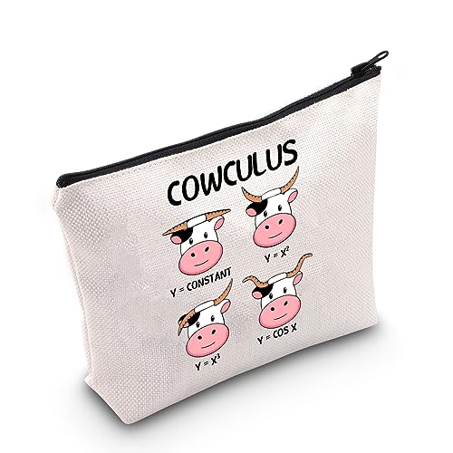 PLITI Lustige Mathematiklehrer Geschenke Kuh Liebhaber Make-up Tasche Mathematik Liebhaber Geschenk Mathematik Geek Geschenk Cowculus Math Wortspiele Geschenk, Mathematik Kuh Tasche, modisch von PLITI