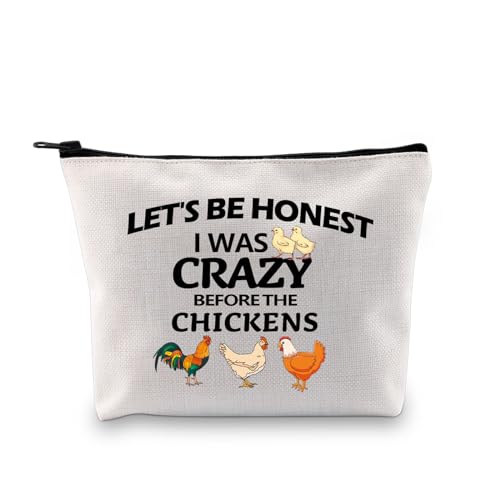 PLITI Lustiges Crazy Chicken Lady Gifts Chicken Lover Gift Let's Be Honest I was Crazy Before The Chickens Make-up-Tasche für Frauen, Crazy Before Chicken Bagu, modisch von PLITI