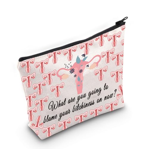 PLITI Lustiges Hysterektomie-Geschenk, Hysterektomie, Genesungsgeschenk, Uterusentfernung, Geschenk, Uterus-Make-up-Tasche für Frauen, Blame Bitchiness Bagu, modisch von PLITI