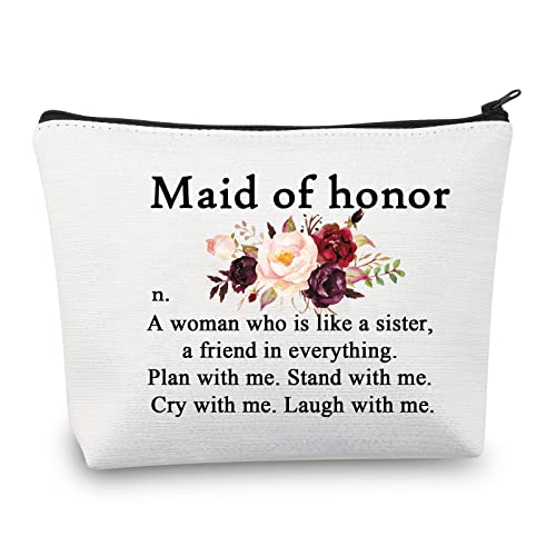 PLITI Maid of Honor Geschenke Make-up-Tasche Junggesellinnenabschied Geschenk Brautjungfer Geschenk Trauzeugin Antrag Geschenk Brautparty Geschenke, Maid Honor Nounu, Modisch von PLITI