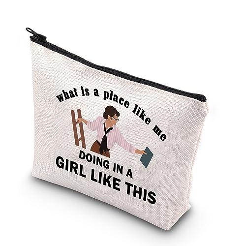 PLITI Make-up-Tasche mit Aufschrift "What is A Place Like Me Doing in A Girl Like This", Geschenk für Mumien-Filmliebhaber, Ort Wie Meu, modisch von PLITI