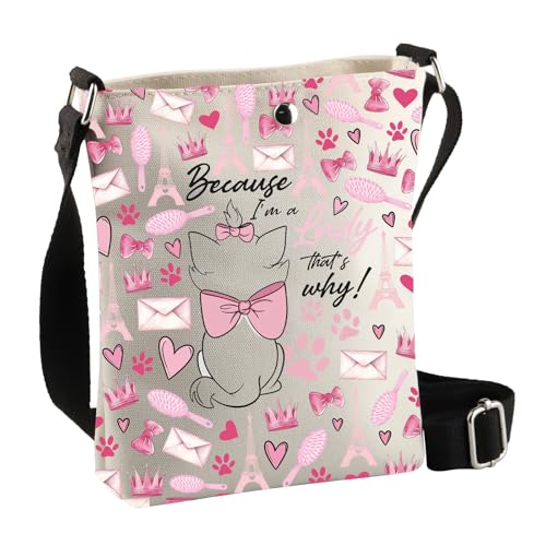 PLITI Marie Aristocats Gifts Damen Geschenk Freunde, Because Lady Cbag, 20 x 19 5 cm, Umhängetasche, Schwarz, Für Erwachsene, Unisex, Katzenliebhaberinnen von PLITI
