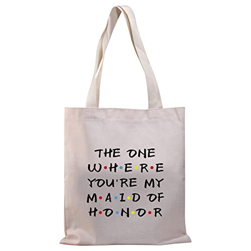 PLITI Matron of Honor Gift The One Where You're My Matron of Honor Canvas Tote Bag for Friend, Maid of Honor Tgu, Medium von PLITI