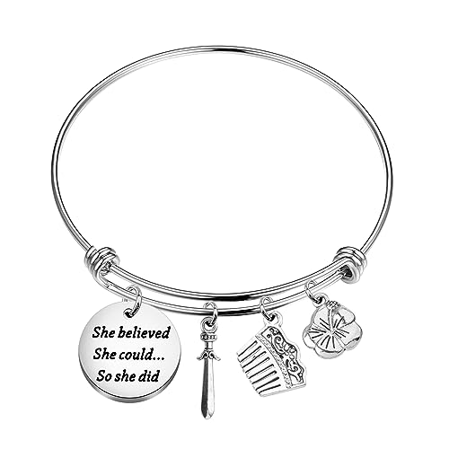 PLITI Mulan Geschenk Mulan Fan Geschenk Märchen Liebhaber Geschenk She Believed She Could So She Did Inspirierendes Armband, M, Edelstahl von PLITI