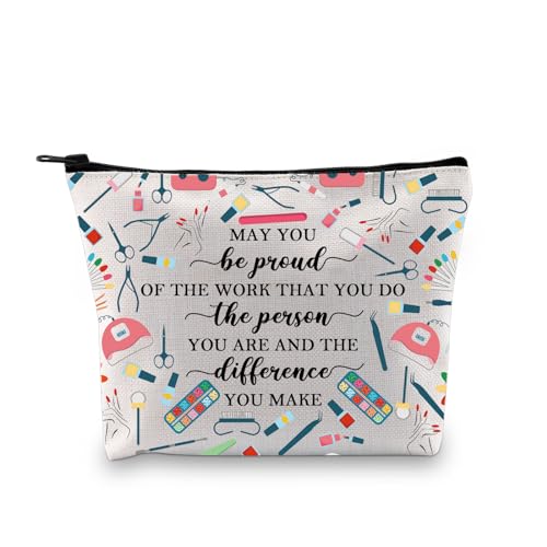 PLITI Nail Tech Kosmetiktasche für Damen, Nail Boss, Nageltechniker, Geschenk mit Aufschrift "May You Be Proud of The Work You Do", Be Nail Tech Proud Bagu, modisch von PLITI