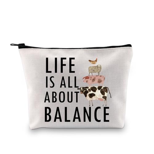 PLITI Niedliche Bauernhoftiere Geschenk Land Bauernhof Mädchen Geschenk Life is All About Balance Huhn Schaf Schwein Kuh Landwirtschaft Kosmetiktasche, Life Balance Landwirtschaft Bagu, modisch von PLITI