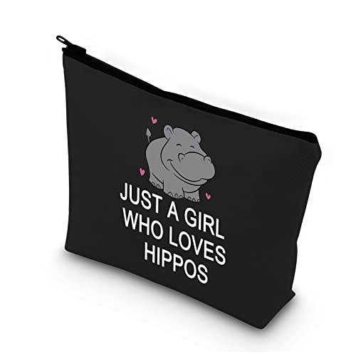 PLITI Nilpferd-Make-up-Tasche, Nilpferd, Geschenk, Nilpferd-Liebhaber, Geschenk für Nilpferde, Kosmetiktasche, Girl Loves Hippos Blu von PLITI