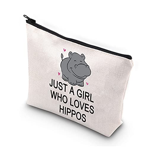 PLITI Nilpferd-Make-up-Tasche, Nilpferd, Geschenk für Nilpferd, Geschenk für Liebhaber, Geschenk für Mädchen, die Hippos lieben, Kosmetiktasche, Girl Loves Hipposu von PLITI