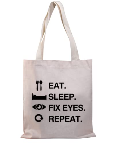 PLITI Optometrist Geschenk Lustiges Optometrie-Geschenk Eat Sleep Fix Eyes Repeat Tote Bag For Optician, Sleep Fix Eyes Tgu, Medium von PLITI