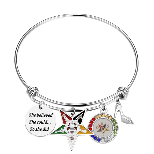 PLITI Orden des östlichen Sterns Geschenk OES Schwesterngeschenk Schwesternschaft Geschenk She Believed She Could So She Did Armband, M, Edelstahl von PLITI