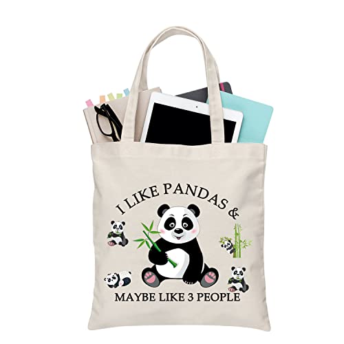 PLITI Panda-Tragetasche, Panda-Liebhaber, Geschenk, Pandabär, Geschenk I Like Pandas & Maybe Like 3 People, Canvas-Handtasche, I Like Pandas Tgu, medium von PLITI