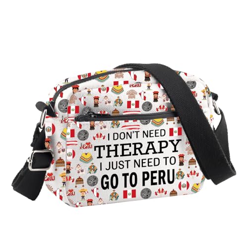 PLITI Peru Lover Crossbody Bag Peruanische Kultur Liebhaber Geschenk I Don't Need Therapy I Just Need Go To Peru Vacation Trip Geschenke, Therapie Peru Cbu, 24.5*8*18 cm von PLITI